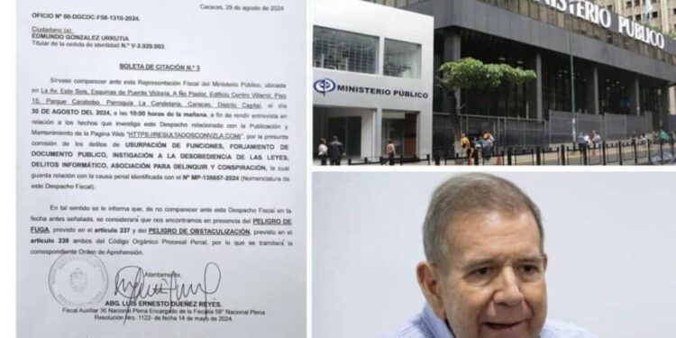 El Ministerio Público emitió una tercera citación a Edmundo González para comparecer este viernes 30-ago