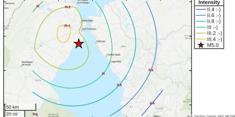 Reportan fuerte sismo de magnitud 5 a 28 kil贸metros de Maracaibo